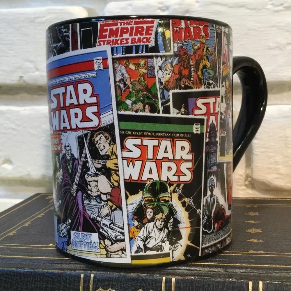 Star Wars Ceramic Mug Black Multi-Color Comic Book Design 14oz